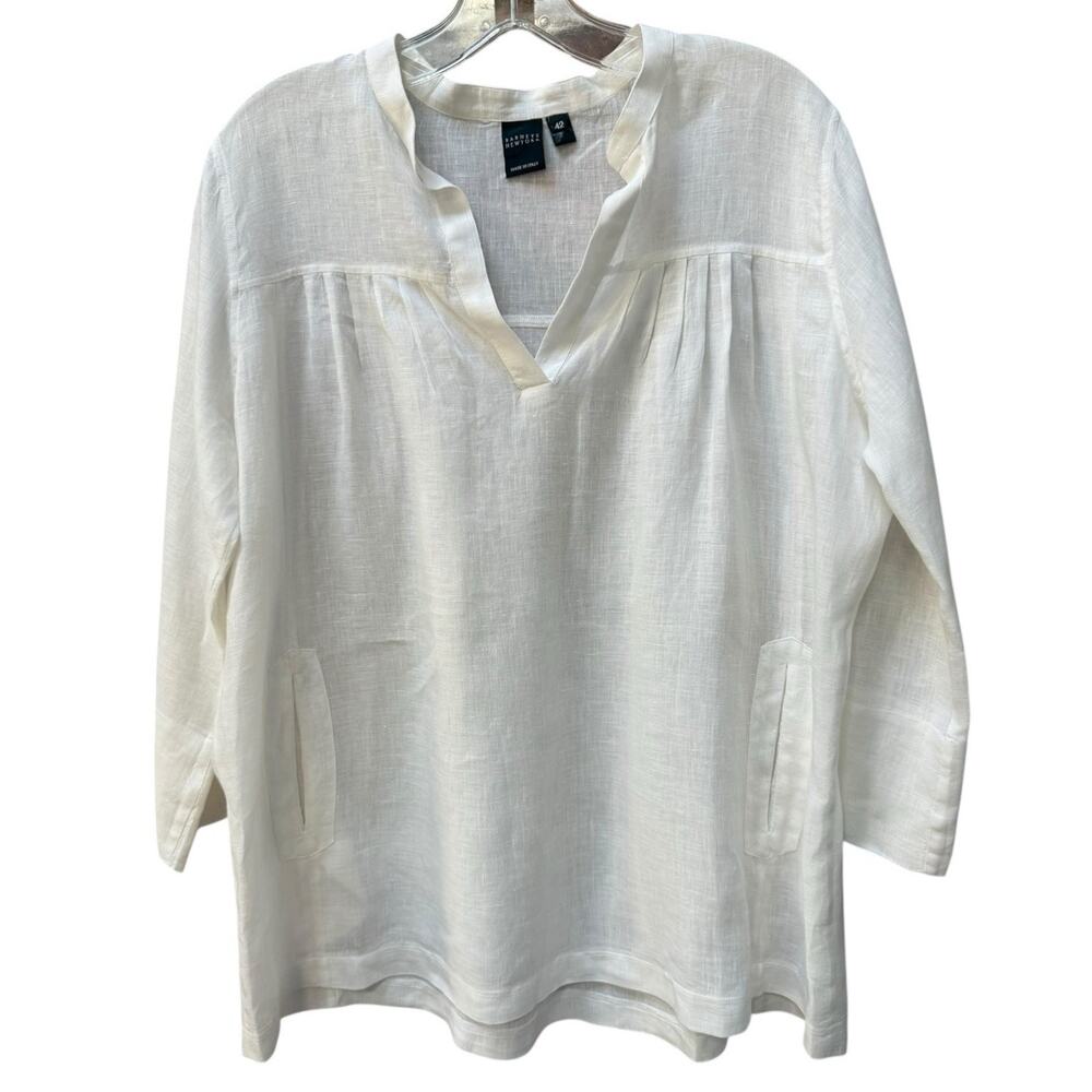 Barneys New York Cream Linen Blouse Made In Italy Size 42 Euro 10 12 US Large